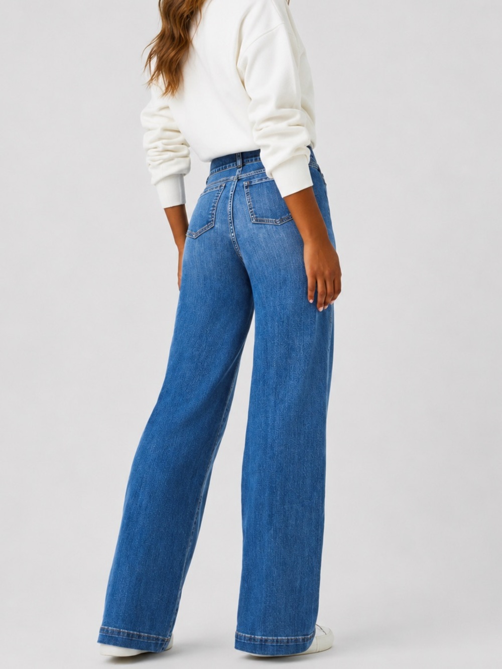 Spanx Shape Seamed Front Wide Leg Jeans Vintage Indigo Size XS Petite - Picture 6 of 16